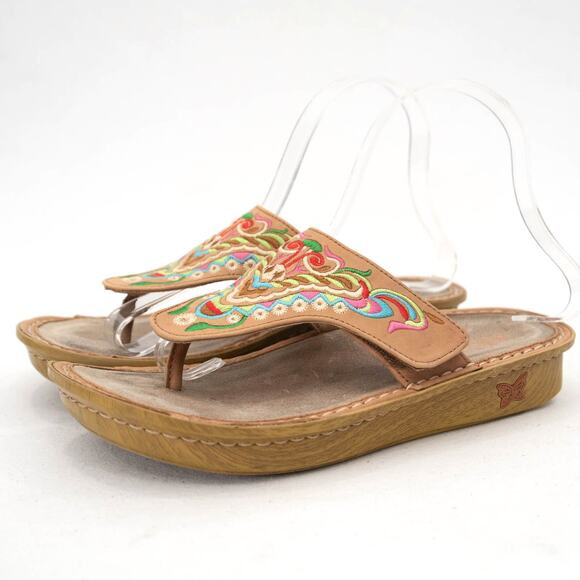 Alegria Vanessa Chrysalis Cognac Thong Sandals Size 37 US 7-7.5 - Picture 1 of 11